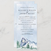 Rustige Waterverf Pine Forest Winter Wedding Programma (Voorkant / Achterkant)