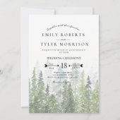 Rustige Waterverf Pine Trees Forest Wedding Kaart (Voorkant)