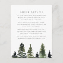 Rustige Waterverf Pine Trees Wedding Guest Details