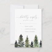 Rustige Waterverf Pine Trees Wedding RSVP-kaart Kaart (Voorkant)