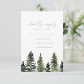 Rustige Waterverf Pine Trees Wedding RSVP-kaart Kaart (Staand voorkant)