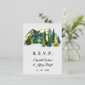 Rustige Waterverf — Pine Winter RSVP Folie Uitnodiging Briefkaart (Staand Voorkant)