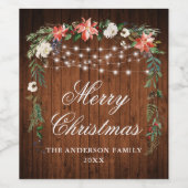 Rustige Waterverf Poinsettia verlicht Kerstmis Wijn Etiket (Enkel label)