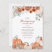 Rustige Waterverf Pumpkin Thanksgiving Dinner Kaart (Voorkant)