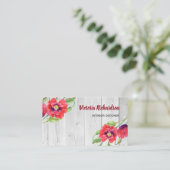 Rustige Waterverf Rode papaver Visitekaartje (Staand voorkant)