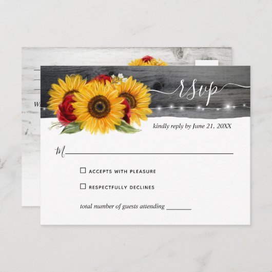 Rustige Waterverf Rode rozenbloem RSVP Briefkaart (Voorkant / Achterkant)