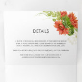 Rustige Waterverf Rood/Oranje Zonnebloem Greenery Drieluik Uitnodiging (Binnenzijde eerst)