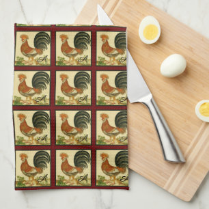 Rustige Waterverf Rooster Chicken Pattern Theedoek
