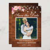 Rustige Waterverf Roze Floral Lichten Save The Date (Voorkant / Achterkant)