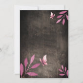 Rustige waterverf roze vlinder babydouche kaart (Achterkant)