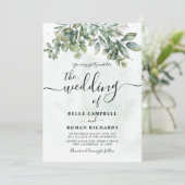 Rustige Waterverf Sage Green Eucalyptus Wedding Kaart (Staand voorkant)