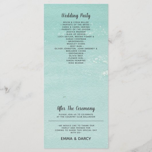 Rustige Waterverf Seashells Starfish Beach Wedding Programma (Achterkant)