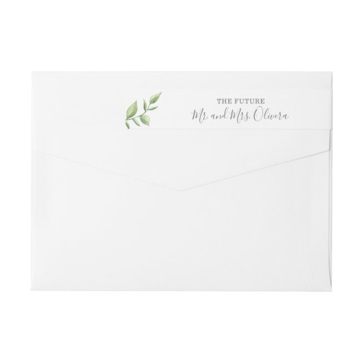 Rustige Waterverf Sprig Wedding Return-adres (Achterkant)