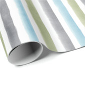 Rustige waterverf strepen strandbruiloft cadeaupapier (Rol Hoek)