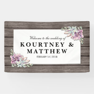 Rustige Waterverf Succulent Floral Wedding Spandoek