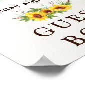 Rustige Waterverf Sunflower Wedding Guest Book Poster (Hoek)