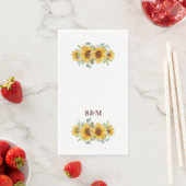 Rustige Waterverf Sunflower Wedding Monogram Servet (Insitu)