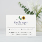 Rustige Waterverf Sunflower Wedding RSVP Kaart (Staand voorkant)