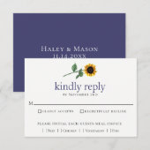 Rustige Waterverf Sunflower Wedding RSVP Kaart (Voorkant / Achterkant)