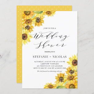 Rustige Waterverf Sunflower Wedding Shower Kaart