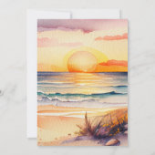 Rustige Waterverf Sunset Beach Seascape Wedding Kaart (Achterkant)