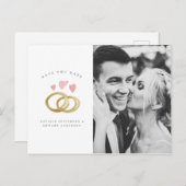 rustige waterverf trouwringfoto op de datum briefkaart (Voorkant / Achterkant)