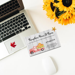 Rustige Waterverf Truck & Pumpkins Wood Visitekaartje