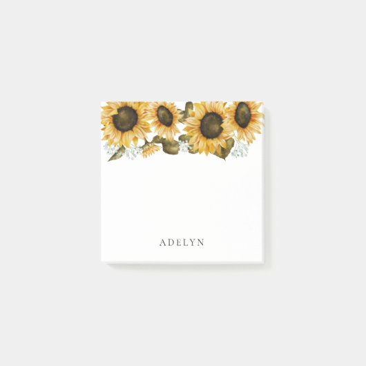 Rustige Waterverf van zonnebloemen Post-it® Notes (Voorkant)
