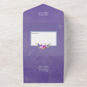 Rustige Waterverf Violet Floral Baby shower in All In One Uitnodiging (Buitenkant)