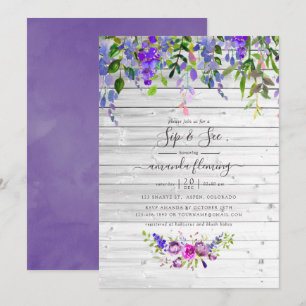 Rustige Waterverf Violet Floral Sip en zie Kaart