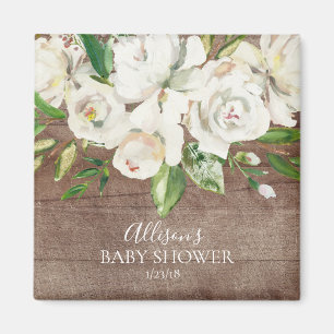Rustige Waterverf White Roses Shower Favor Magnet Magneet