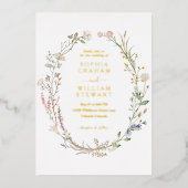 Rustige Waterverf Wildbloem Theme Spring Wedding Folie Uitnodiging (Voorkant)
