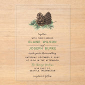 Rustige Waterverf Winter Forest Pine Cone Wedding Acryl Uitnodigingen (Voorkant)