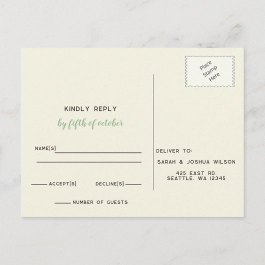 Rustige Waterverf Winter Forest Pine Cone Wedding Uitnodiging Briefkaart (Achterkant)