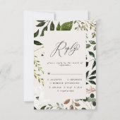 Rustige waterverf witte florale bruiloft RSVP kaartje (Achterkant)