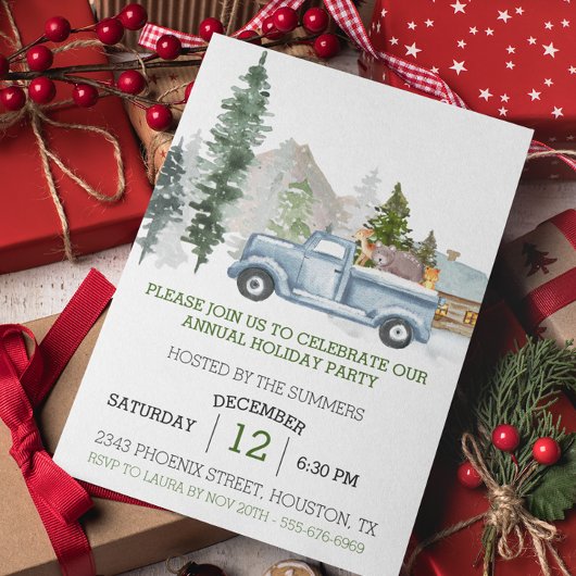 Rustige Waterverf Woodland kerstfeest Kaart