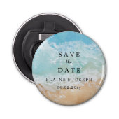 Rustige Waterverf Zomer Zee Beach Weddenschap Button Flesopener (Voorkant)