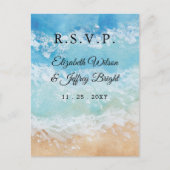 Rustige Waterverf Zomer Zee Beach Wedding RSVP Uitnodiging Briefkaart (Voorkant)