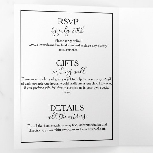 Rustige Waterverf - Zonnebloem - bruiloft Drieluik Uitnodiging (Binnenzijde eerst)