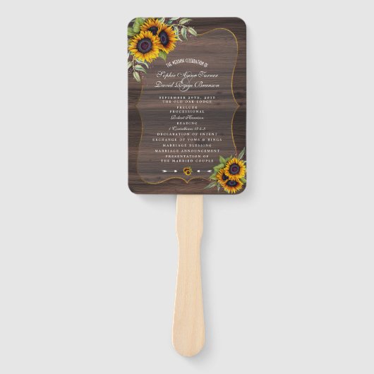 Rustige Waterverf - Zonnebloemen Houtweddenschap Handwaaier (Voorkant)