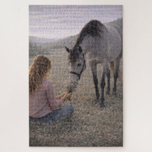 Rustige Weide Paard Kunst Puzzel