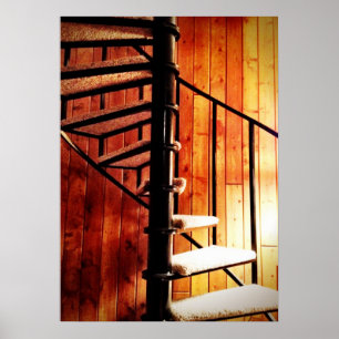 Rustige werveltrap in Mountain Lodge Cabin Poster