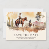 Rustige Western Cowboy Fotocollage Trouwdag Save The Date (Voorkant)