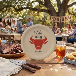 Rustige western "I Do BBQ" kalligrafie bruiloft Papieren Bordje