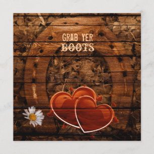 Rustige Westerne Barn Wood Hoefijzer Wedding Kaart