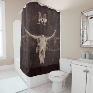 Rustige Westerne bruine beige bull Skull Monogram Douchegordijn