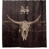 Rustige Westerne bruine beige bull Skull Monogram Douchegordijn (Voorkant)