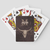 Rustige Westerne bruine beige monogram Oude Bull S Pokerkaarten (Achterkant)