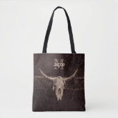 Rustige Westerne bruine beige Old Bull Skull Monog Draagtas (Voorkant)