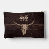 Rustige Westerne bruine beige Old Bull Skull Monog Etui (Achterkant)